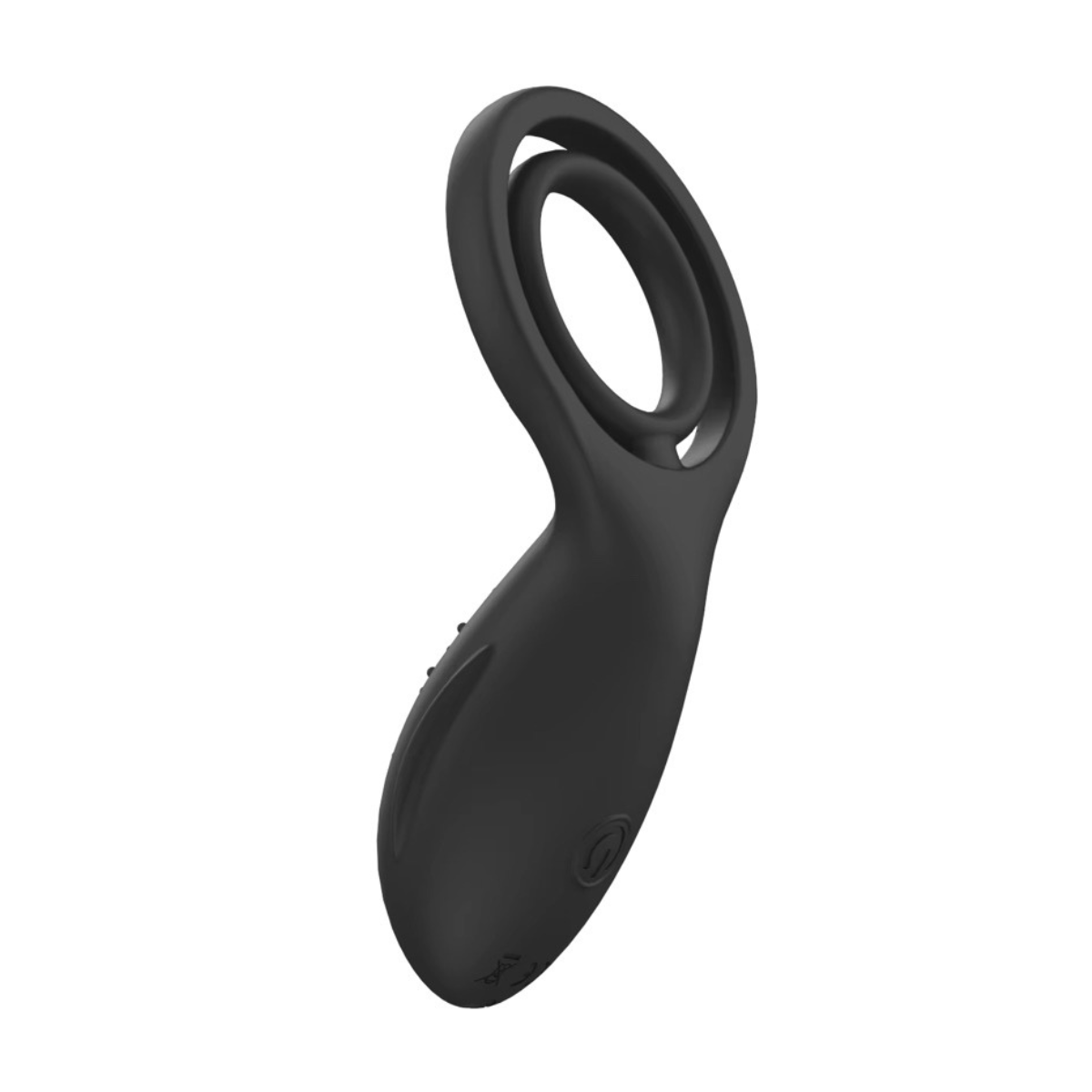 Side view of Horam rechargeable vibrating couples' ring - ergonomic black silicone design for comfort and shared intimacy by Fabulous Coco.