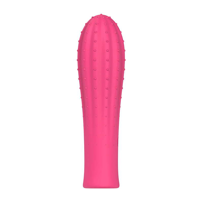 Back view of the Coco Wave Textured Rechargeable Vibrator in pink, highlighting its smooth curved design and soft body-safe silicone finish.