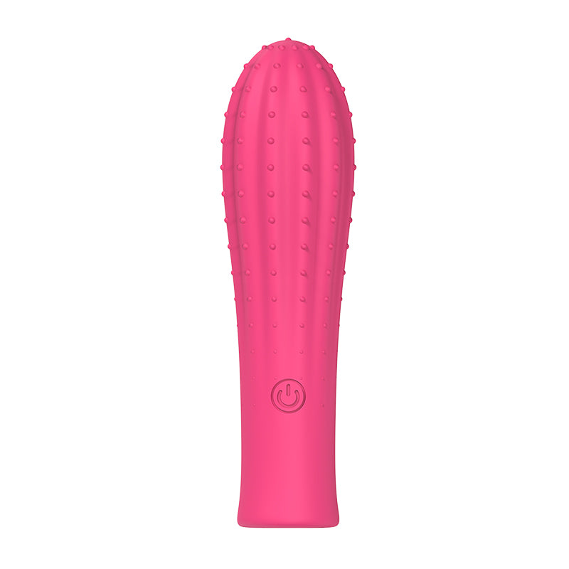 Coco Wave Textured Rechargeable Vibrator in pink, featuring a soft body-safe silicone design with raised texture and power button for easy control.