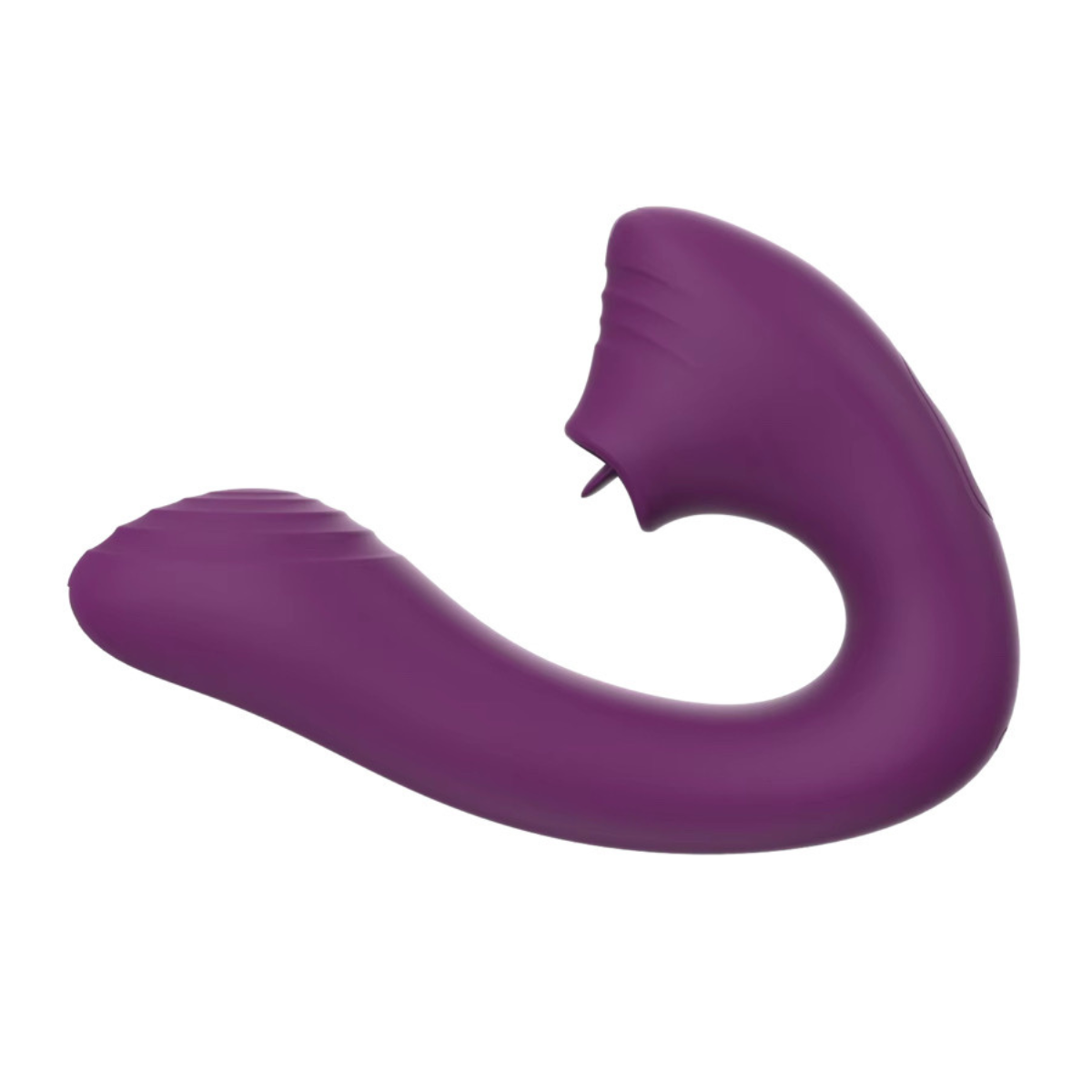 Dena dual vibrator in deep purple, featuring a smooth silicone curved design for dual stimulation and intimate wellness comfort by Fabulous Coco.