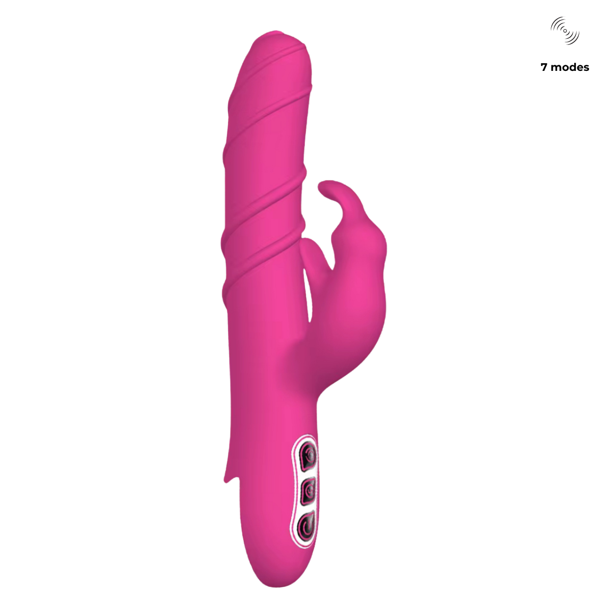 Khalifa Rabbit-Style Rechargeable Vibrator showing elegant pink dual-arm design with 7 vibration modes – premium wellness product.